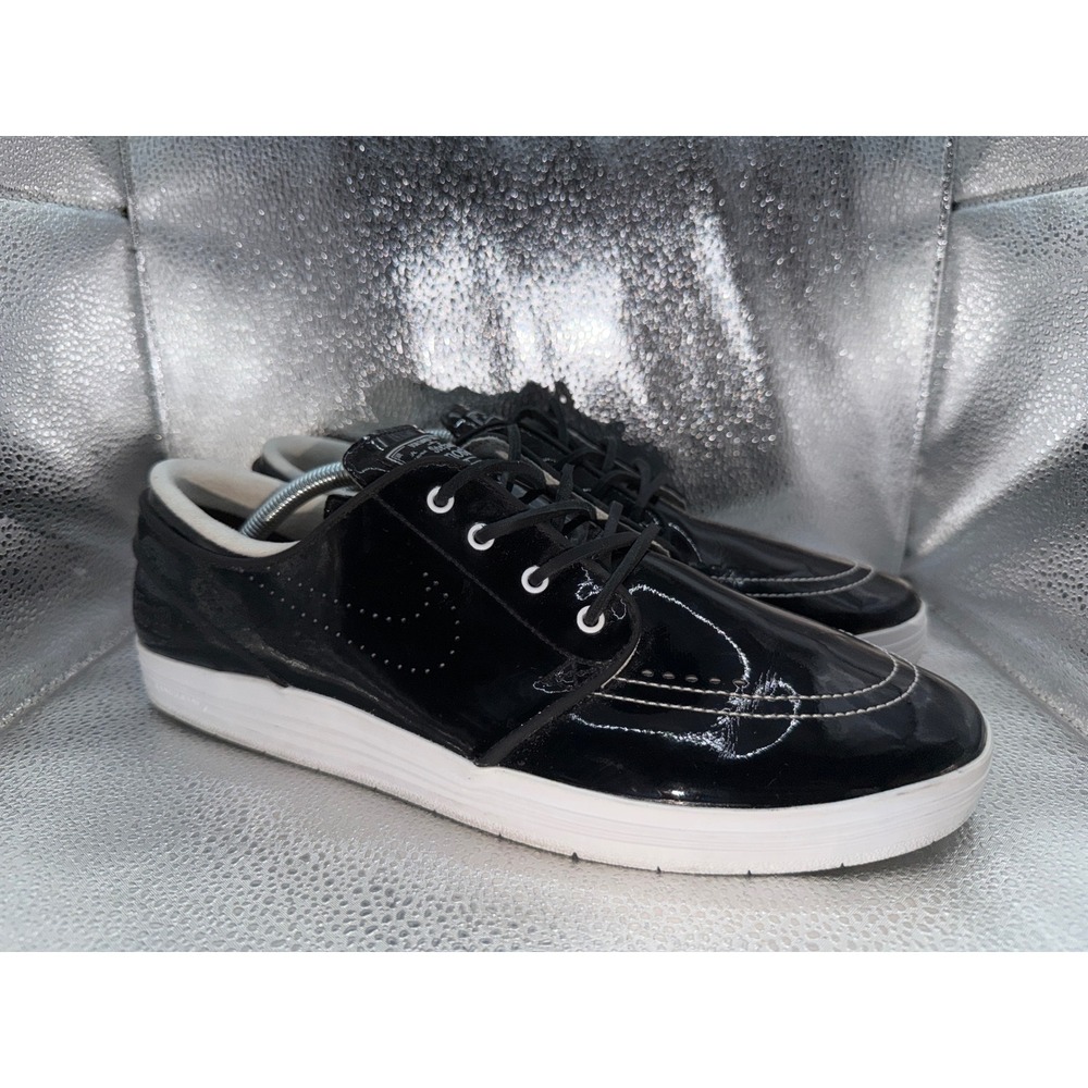 Size 10.5 Nike SB Janoski Lunar Shoes Mens Black Patent Leather Low Top